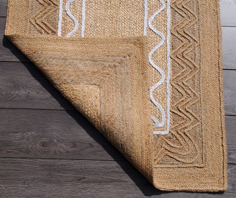 Indian Handmade Solid Natural Jute Braided Rug Custom Size Living Room