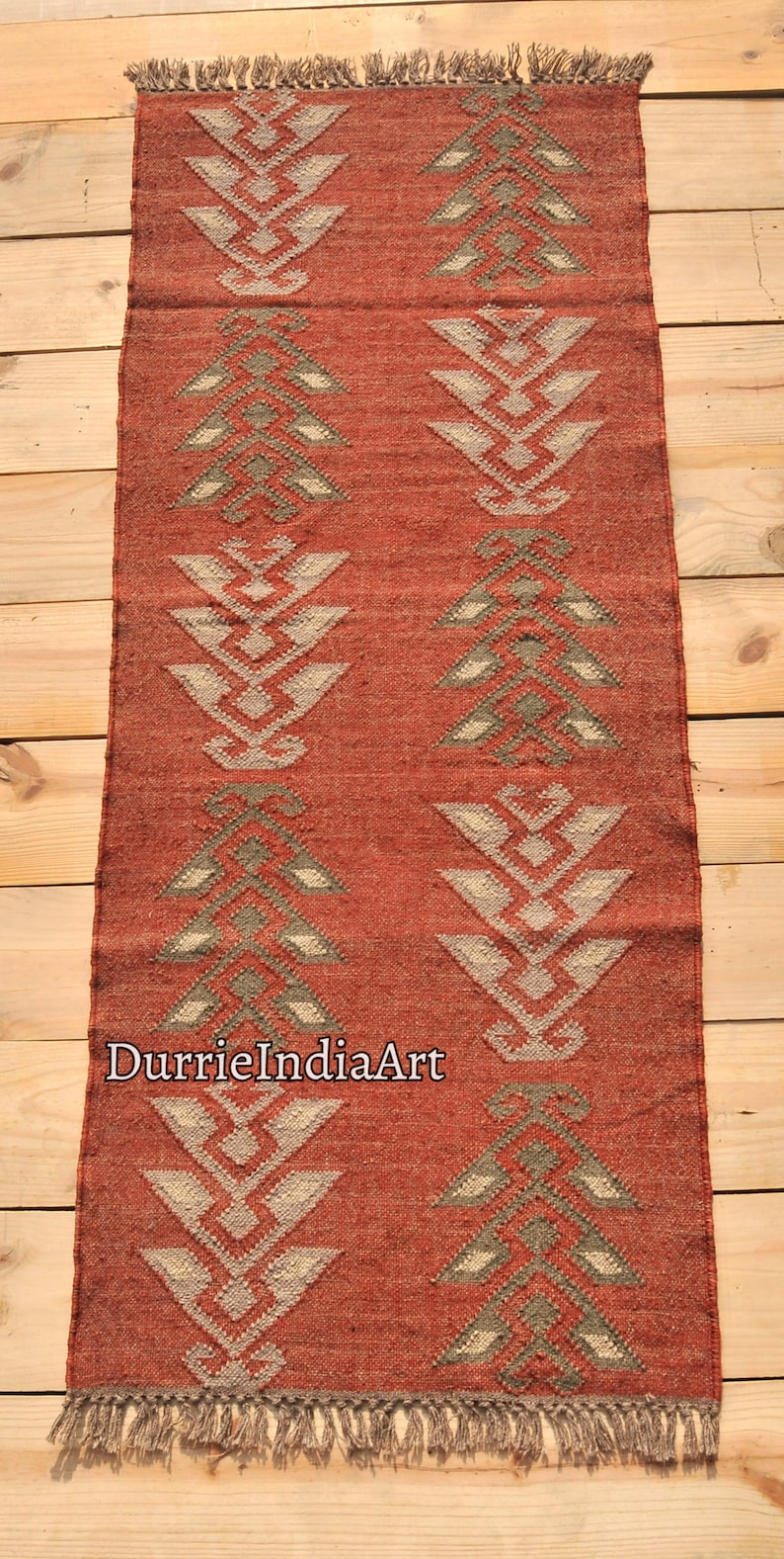 Handmade Wool Jute Kilim Rug, Handwoven Wool Jute Rug, Boho Décor Rug, Kilim Jute Rug, Flatweave Rug, Bohemian Rug, Indian Dhurrie Rug image 1