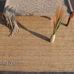 Jute Rug - Natural Jute Rug, Jute Braided Rug, Bohemian Jute Rug, Jute Area Rug, Boho Decor Rug, Jute Rug 8x10, Custom Size Rug