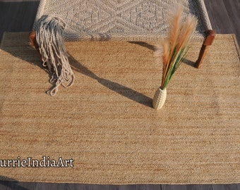Jute Rug - Natural Jute Rug, Jute Braided Rug, Bohemian Jute Rug, Jute Area Rug, Boho Decor Rug, Jute Rug 8x10, Custom Size Rug