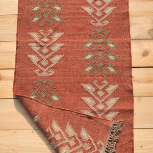 Handmade Wool Jute Kilim Rug, Handwoven Wool Jute Rug, Boho Décor Rug, Kilim Jute Rug, Flatweave Rug, Bohemian Rug, Indian Dhurrie Rug image 3