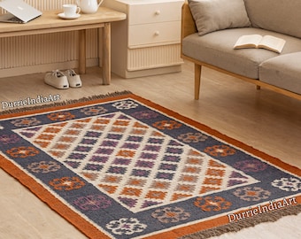 Handmade Wool Rug Vintage Kilim Rug Decorative Flatweave Rug Handwoven Rug Traditional Rug Living Room Kilim jute Rug Outdoor Decorative Rug