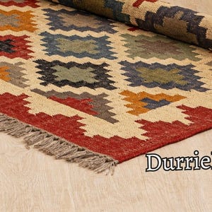 Wool Jute Rug, Handmade Kilim Rug, Kilim Dhurrie Rug, Motifs, Oriental, Traditional Indian, Geometric, Turkish Rug, Custom Rug, Vintage Rug