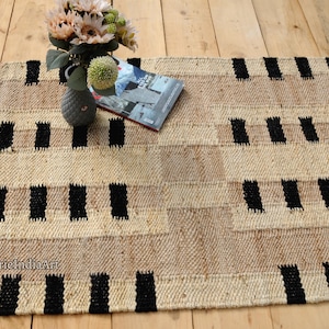 5x8 Ft Handmade Natural White Hemp Rug, Handwoven Hemp Area Rug, Natural Fiber Hemp Runner Rug, Handloomed Rug, Bohemian Rug,Custom Size Rug