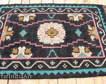 Handmade Wool Jute Kilim Rug, Handwoven Wool Jute Rug, Kilim Jute Rug, Flatweave Rug, Bohemian Rug, Indian Dhurrie Rug