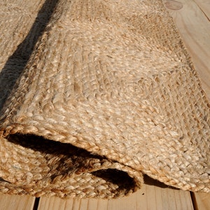 Natural Jute Rug Jute Braided Rug Bohemian Jute Rug Rectangular Jute Rug, Boho Decor Rug, Jute Area Rug, Square Jute rug Custom Size Rug image 5