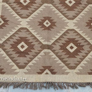 Handmade Navajo Kilim Rug, Aztec Rug, Accent Rug, Outdoor Rug/Indoor Rug, Living/Dining Room 4x6 Ft, Wool Jute Kilim Rug, Indian Dhurrie Rug