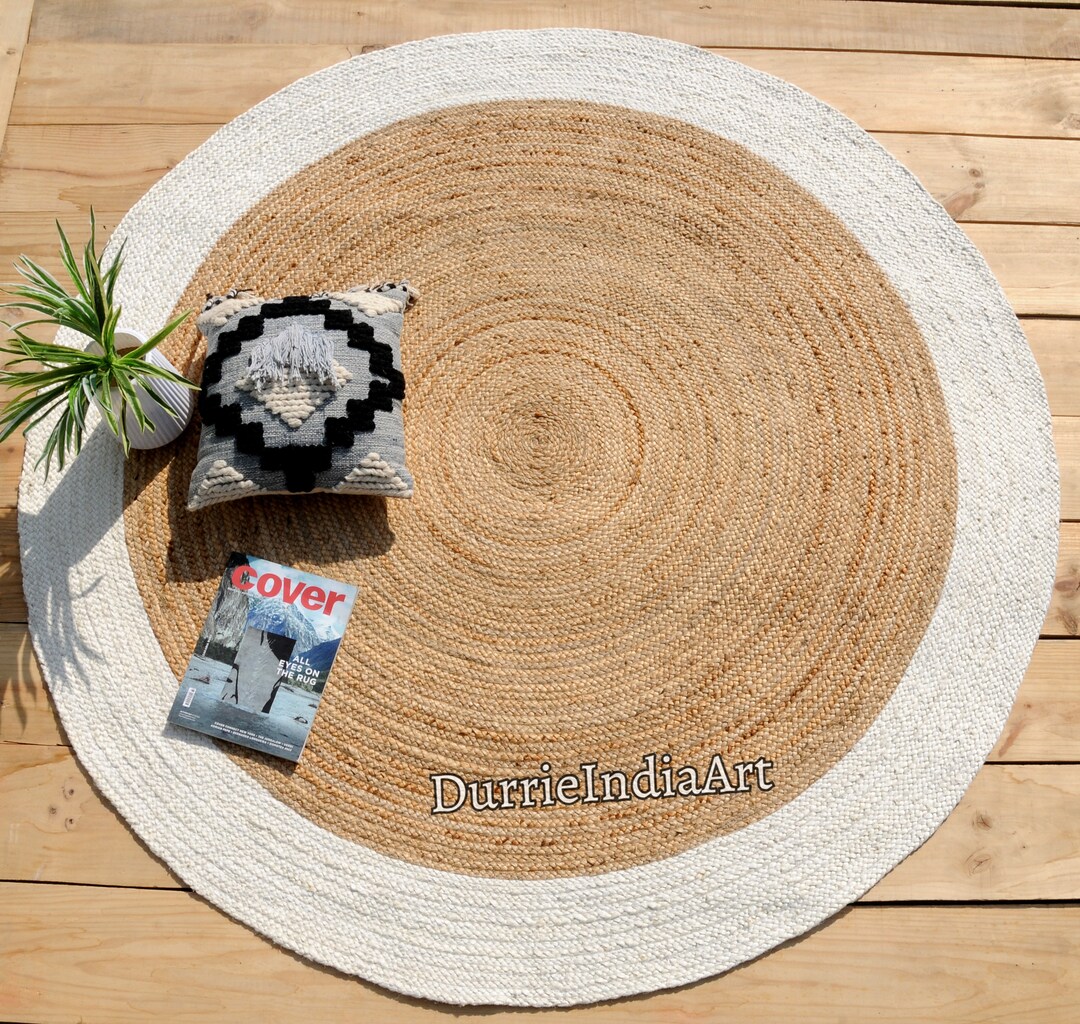 Handmade Circular Rug Indian Handmade Natural Round Jute Rug Bedside Round Rug Circle Rug New ...