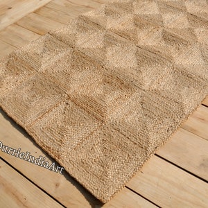 Natural Jute Rug Jute Braided Rug Bohemian Jute Rug Rectangular Jute Rug, Boho Decor Rug, Jute Area Rug, Square Jute rug Custom Size Rug Bild 1