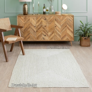Natural White Boho jute rug, Off White Jute Area Rug, Ivory Beige Rug, Indian Handwoven Rug, Bohemian Rug, White Large Rug, Jute Rugs