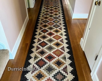 Alfombra Kilim Runner hecha a mano para decoración del hogar, lana tejida a mano y corredor de yute, alfombra Boho, alfombra Kilim vintage, corredor Kilim personalizado, 2x8, 2x10 pies