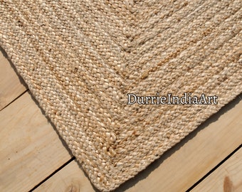 Natürlicher Juteteppich - Boho Juteteppich, Juteteppich, Teppichläufer, Geflochtener Teppich aus Naturfaser, Juteteppich, Teppich in Sondergrößen