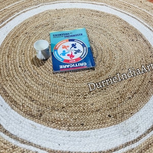 Indian Handmade Natural Round Jute Rug Bedside Round Rug Circle Rug New Home Gift Boho Home Decor Patio Rustic Round Rug Table Round Rug