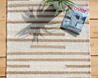 Handmade Hemp Jute Area Rug – Geometric Boho Farmhouse Decor