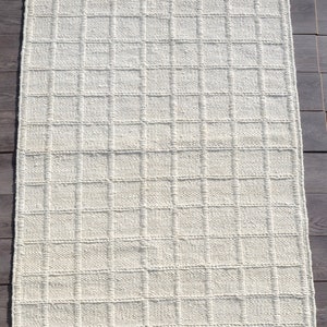 Handvävd hampamatta Dhurrie, naturlig jute, handflätad hampamatta, hampajutematta, sängmatta i jute, löpare i jute, traditionell, naturlig Vit