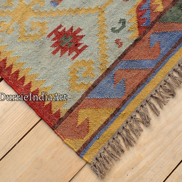 Handmade Kilim Rug ,Home Decor Living Room,Oriental, Traditional, Multicolor, Kilim Rug , Handwoven, Wool and Jute Kilim Dhurrie Rug