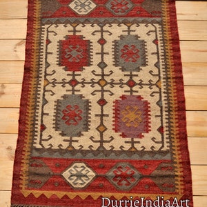 Wool Jute Kilim Rug, Handwoven Wool Jute Rug, Kilim Jute Rug, Flatweave Rug,Bohemian Rug, Indian Dhurrie Rug,Navajo Kilim Rug, Customize Rug