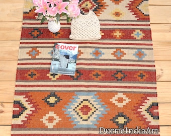 Area Jute Rug Wool Jute Kilim Rug,Handwoven Wool Jute Rug,Kilim Jute Rug,Flatweave Rug,Bohemian Rug, Indian Dhurrie Rug " 5x7 5x8 6x9 9x12