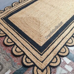 Natural Scalloped Jute Rug, Scallop pattern Rug, Natural Jute Rug, Handbraided Rug, Area Rug, Handwoven Jute Rug, Custom Rug, Decorative Rug