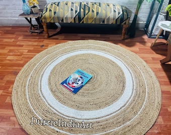 Alfombra redonda de yute natural, alfombra de yute trenzada, alfombra boho, alfombra de tamaño personalizado, alfombra de decoración boho, alfombra de yute redonda, alfombra ecológica, alfombra de yute grande