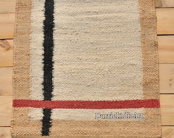 Handmade Natural White Hemp Jute Rugs, Extra Large Jute Rugs, Strips Jute Rug, Large Area Hemp Rug For Hallway Rug