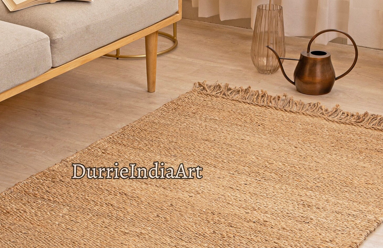 Handmade Woven Natural Jute Rugs With Fringe - Extra Large Natural Rug ...