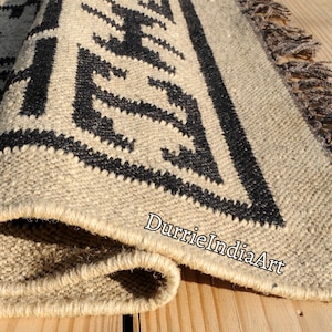 Kilim Rug, Handwoven, Wool and Jute Rug Handmade, Kilim Dhurrie Rug, Traditional Indian jute Area rug Bild 8
