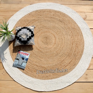 Indian Handmade Natural Round Jute Rug Bedside Round Rug Circle Rug New Home Gift Boho Home Decor Patio Rustic Round Rug Table Round Rug