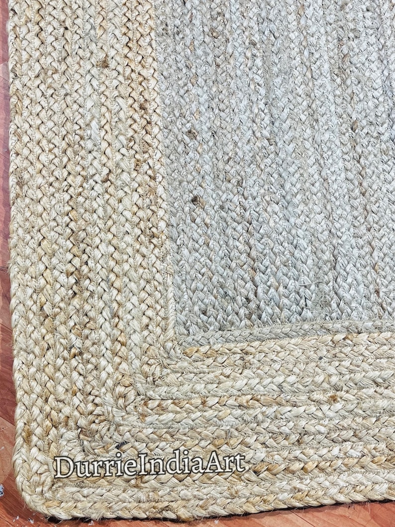 Bordered Jute Rug Handmade Natural Jute Rug, Solid Border Jute Rug, Custom Size Rug ...