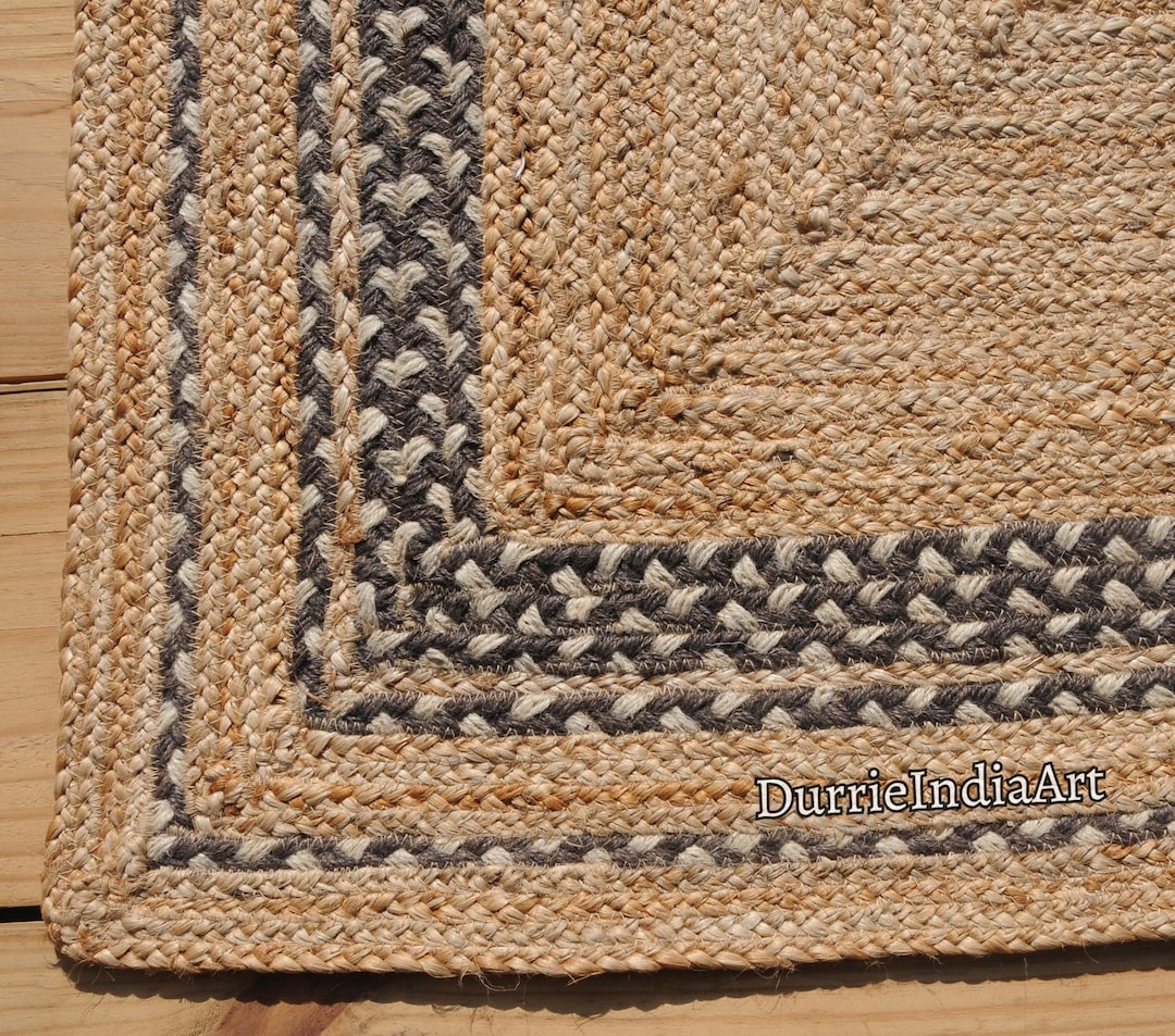 8x10 9x12 Natural Jute Rug Jute Braided Rug Jute Area Rug, Square Jute ...