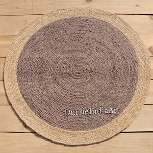 Indian Handmade Natural Round Jute Rug Bedside Round Rug Circle Rug New Home Gift Boho Home Decor Patio Rustic Round Rug Table Round Rug