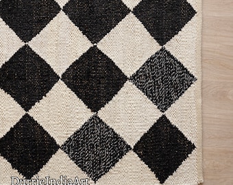 Handgewebter Jute-Teppich – Vintage-Flurteppich, Hanfteppich, handgefertigter Läufer, Küchenläufer, Teppich nach Maß, Terrassenteppich 5x7