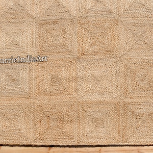 Natural Jute Rug Jute Braided Rug Bohemian Jute Rug Rectangular Jute Rug, Boho Decor Rug, Jute Area Rug, Square Jute rug Custom Size Rug image 3