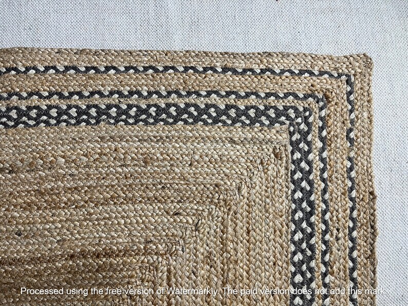 Bordered Jute Rug Handmade Natural Jute Rug, Solid Border Jute Rug, Custom Size Rug ...