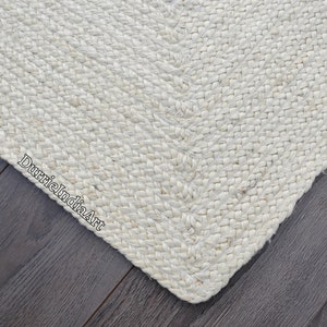 Natural White Boho jute rug, Off White Jute Area Rug, Ivory Beige Rug, Custom size Rug, Indian Handwoven Rug, Bohemian Rug, White Large Rug