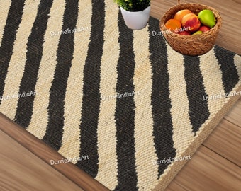 Handgefertigter Naturteppich aus Jute, geflochtener Juteteppich, großflächiger Juteteppich, Vintage Teppich, dekorative Teppiche, Boho Teppich