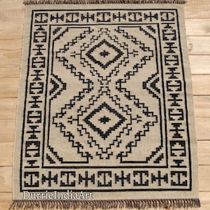 Kilim Rug, Handwoven, Wool and Jute Rug Handmade, Kilim Dhurrie Rug, Traditional Indian jute Area rug