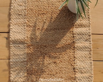 Handwoven Jute Area Rug, Bohemian Hemp Rug, Custom Size