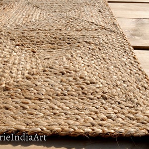 Natural Jute Rug Jute Braided Rug Bohemian Jute Rug Rectangular Jute Rug, Boho Decor Rug, Jute Area Rug, Square Jute rug Custom Size Rug Bild 6