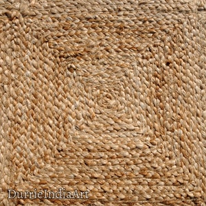 Natural Jute Rug Jute Braided Rug Bohemian Jute Rug Rectangular Jute Rug, Boho Decor Rug, Jute Area Rug, Square Jute rug Custom Size Rug image 7
