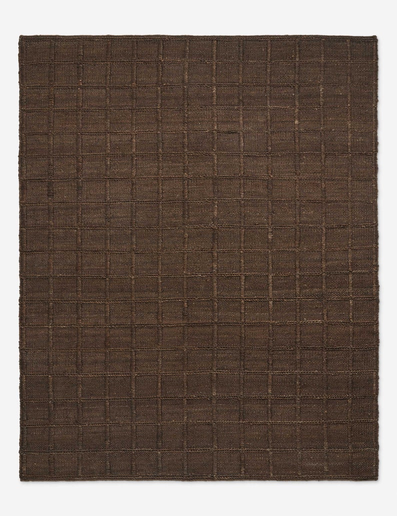 Handvävd hampamatta Dhurrie, naturlig jute, handflätad hampamatta, hampajutematta, sängmatta i jute, löpare i jute, traditionell, naturlig Chocolate brown