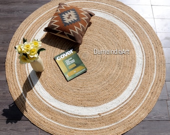 Boho Decor Rug, Natural Jute Round Rug, Braided Jute Rug, Bohemian Rug, Custom Size Rug, Round Jute Rug, Eco Friendly Rug, Large Rug