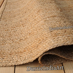 Jute Rug - Natural Jute Rug, Jute Braided Rug, Bohemian Jute Rug, Jute Area Rug, Boho Décor Rug, Jute Rug 8x10, Custom Size Rug