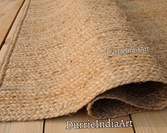 Jute Rug - Natural Jute Rug, Jute Braided Rug, Bohemian Jute Rug, Jute Area Rug, Boho Décor Rug, Jute Rug 8x10, Custom Size Rug