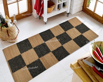 Tappeto da corridoio in juta e canapa intrecciato a mano, stile boho