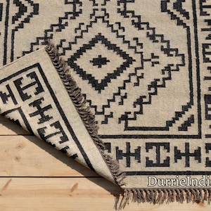 Kilim Rug, Handwoven, Wool and Jute Rug Handmade, Kilim Dhurrie Rug, Traditional Indian jute Area rug Bild 4