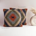 2 Pcs jute Vintage Kilim Pillow,Home Decor,Handwoven Turkish Pillow,Moroccan Pillow,Decorative Throw Pillow, Kilim Cushion Cover,Jute Pillow