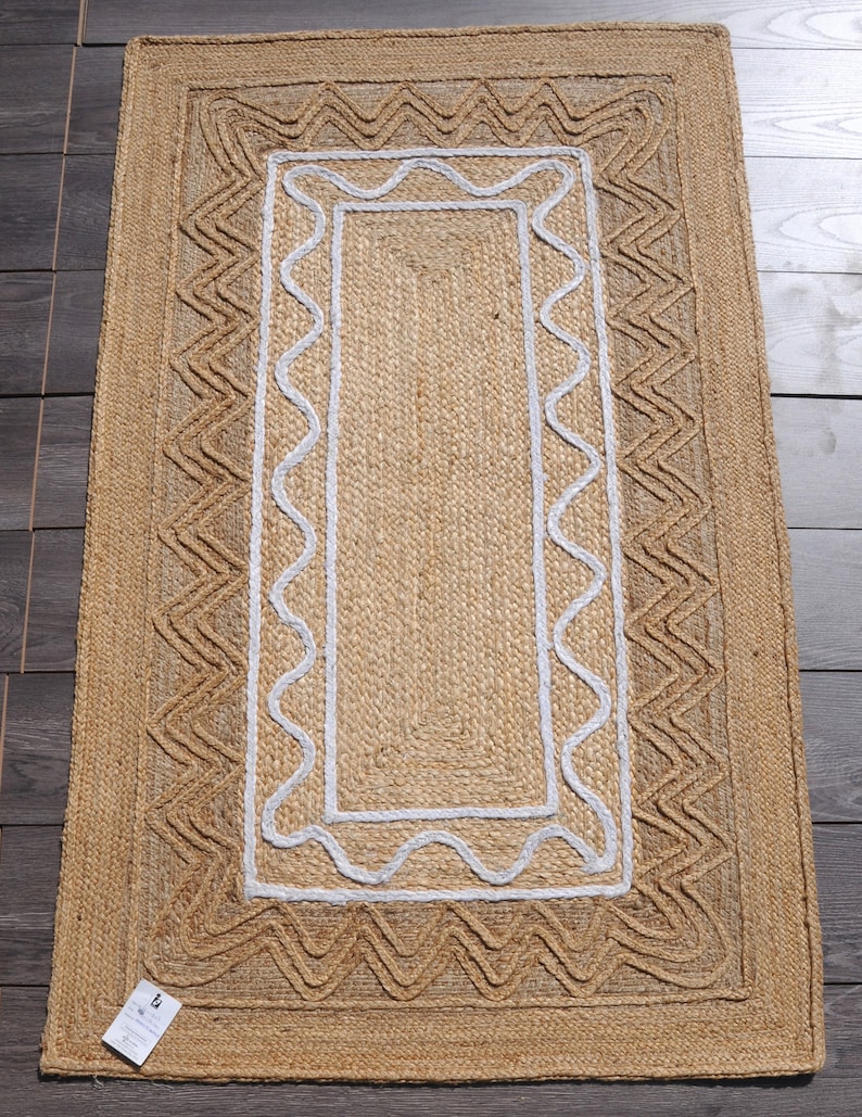 Indian Handmade Solid Natural Jute Braided Rug Custom Size Living Room