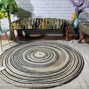 Indian Handmade Natural Round Jute Rug Bedside Round Rug Circle Rug New Home Gift Boho Home Decor Patio Rustic Round Rug Table Round Rug