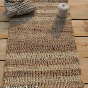 Natural Jute Hemp Rug, Custom Size Jute Hemp Runner, Hemp For Stair Decor, Striped Hemp Rug, Moroccan Hemp Rug, Natural Fiber Hemp